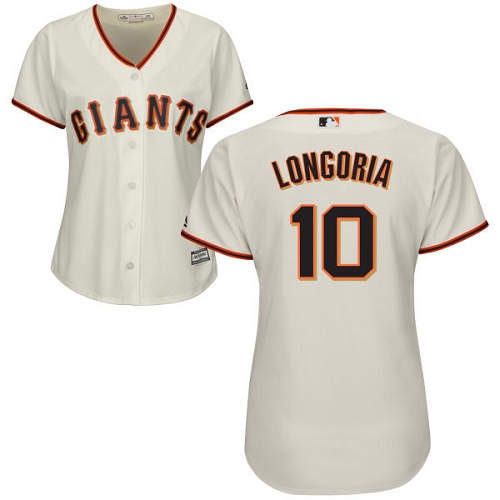 Giants #10 Evan Longoria Cream Home Women's Stitched MLB Jersey - Click Image to Close